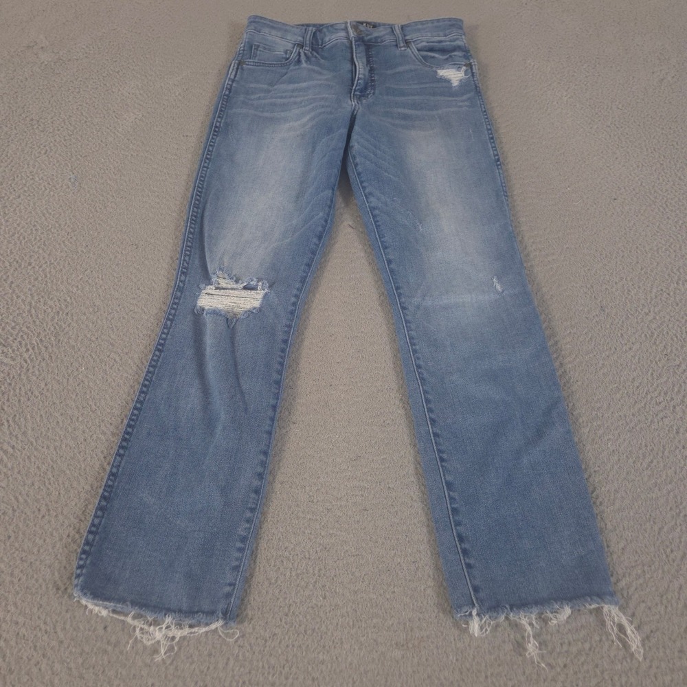 Kut from the Kloth Jeans Womens 2 Reese Straight Leg Distressed Raw Hem Ankle